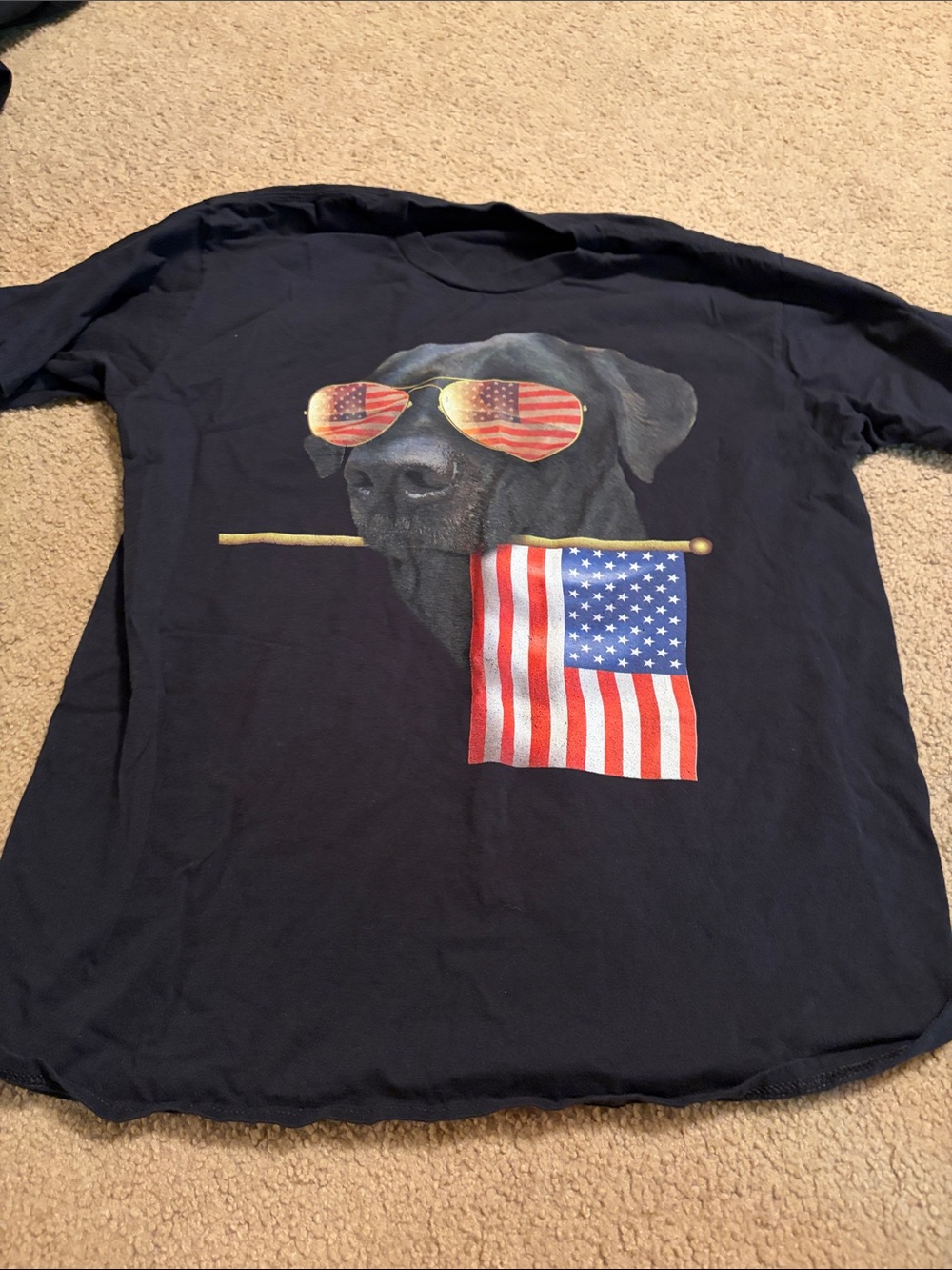 Patriotic Black Dog Graphic Tee - Unbranded